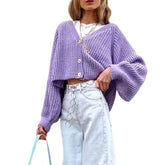 Solid Knitted Cropped Sweater